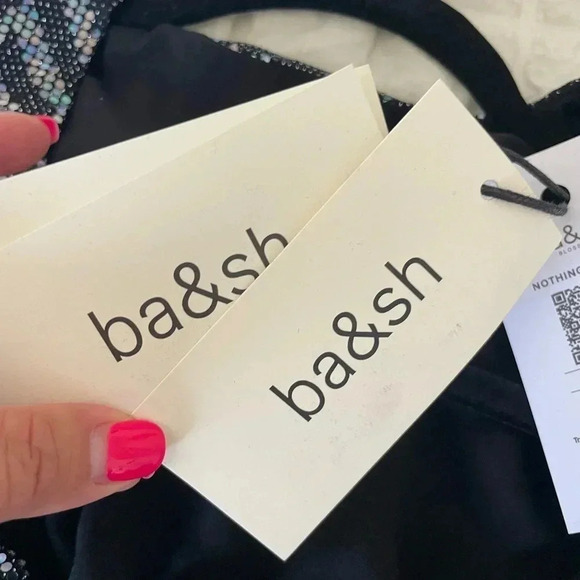 Ba&sh metallic chevron robe Flavie embellished mini dress - Picture 12 of 16